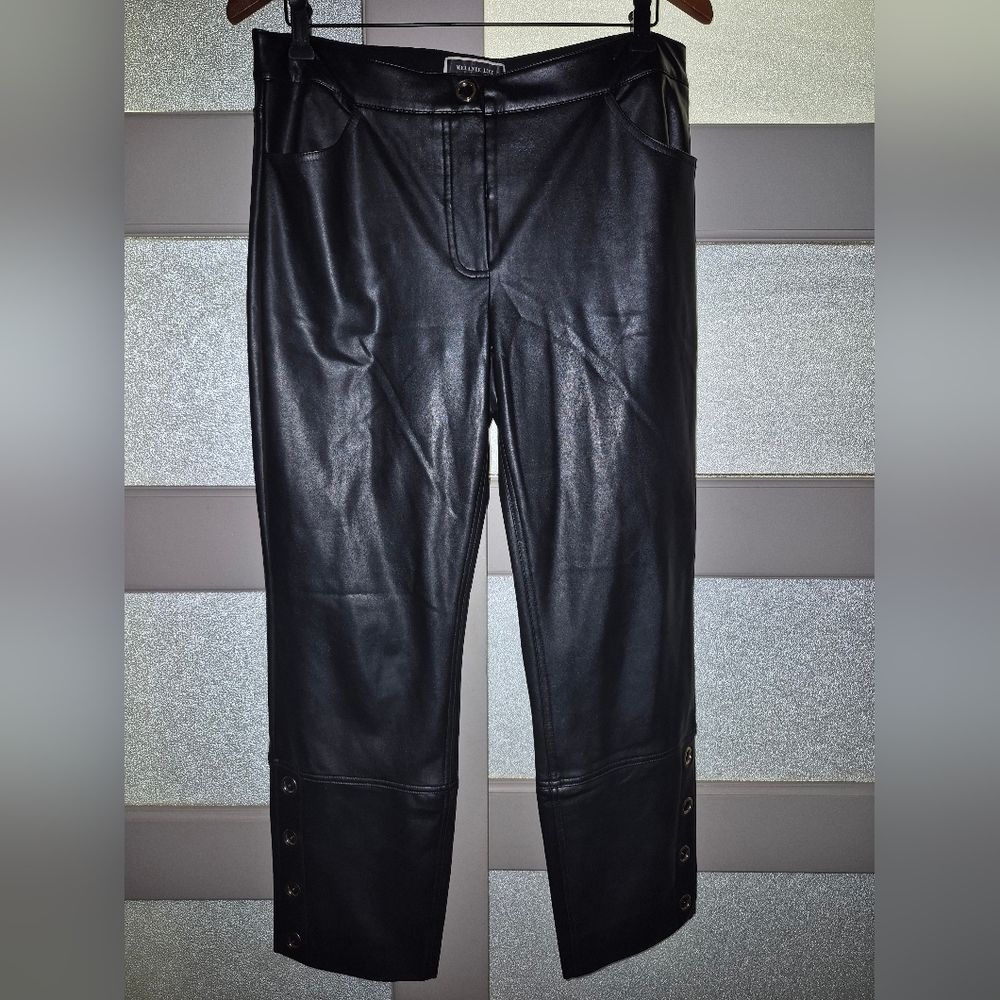 Melanie Lynne Slack Straight Leg Leather Inspired Pants